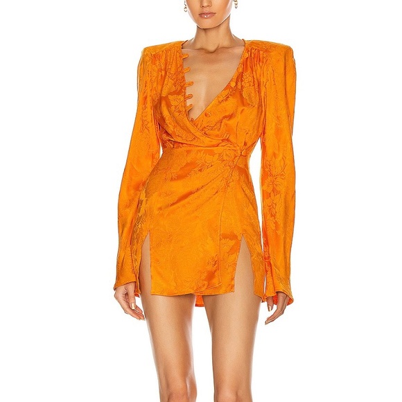 The Attico Dresses & Skirts - The Attico Caravan Rose Satin Jacquard Mini Dress (Sz IT 38 / US 0) Orange